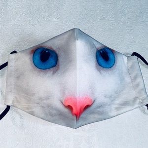 White Kitten Cat Face Mask